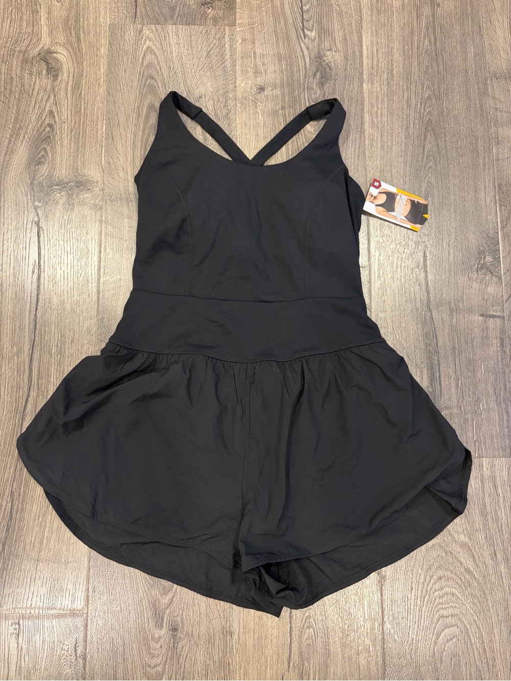 Black Athletic Romper with Crisscross Back
